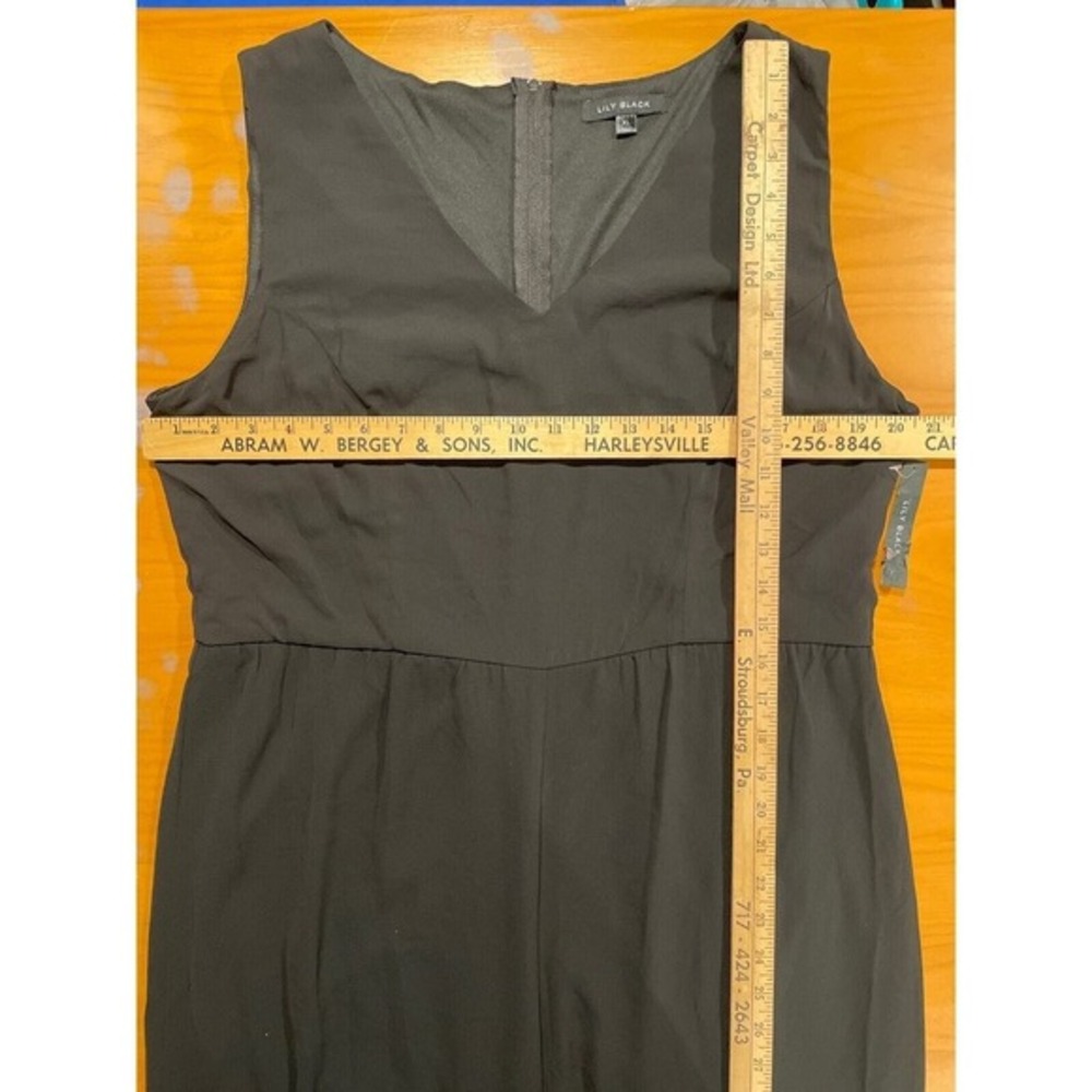 Lily Black Wide Leg Ruffle Cuff Crop Sleeveless Jumpsuit XL Romantic Flowy NEW - Picture 7 of 10